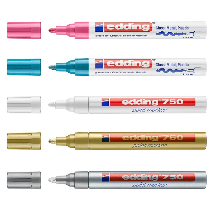 Gold 2MM Alcohol-proof Glass Ceramic High Temperature Industrial Marker Color Paint Pen Edding 750 Black Red