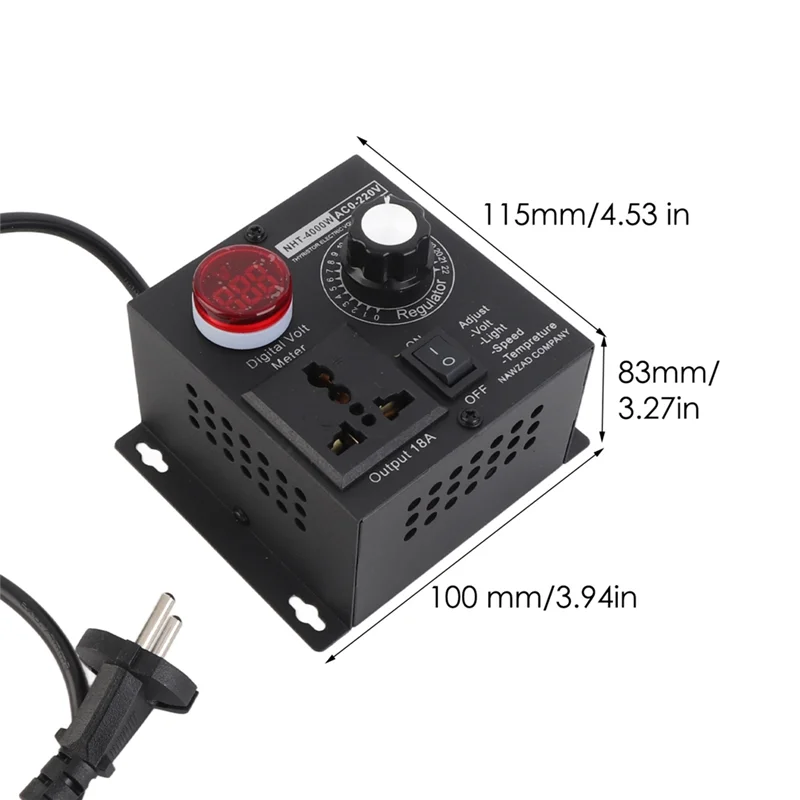 PORK-4000W المدمجة متغير الجهد تحكم المحمولة SCR الجهد المنظم لسرعة تعديل درجة الحرارة الاتحاد الأوروبي التوصيل