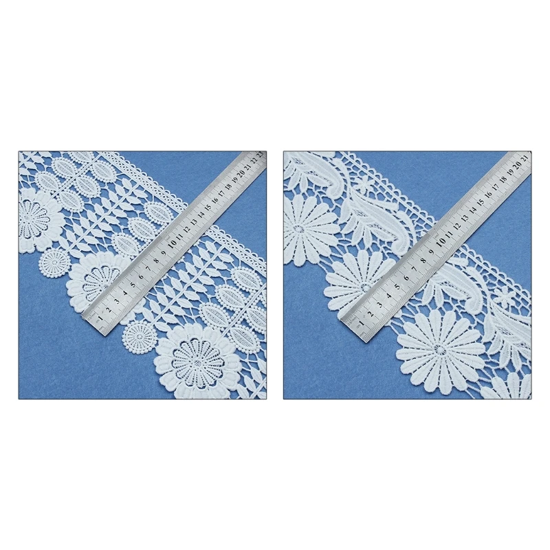 

Lace Trim Unilateral Wide Polyester&Cotton Water-soluble Embroidery Lace White Hollow Clothing Curtain Lace Accessories