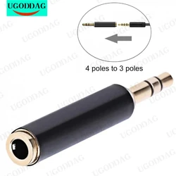 Pozłacany adapter audio 3,5 mm TRS męski na żeński TRRS Stereo 3-biegunowy na 4-biegunowy adapter audio do mikrofonu