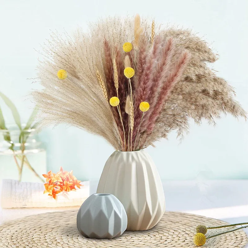 

50PCS Pampas Decorativa Dired Flowers Flora Artificial Seca 6 Tipos Diferentes Pampas Flores Secas 100% Naturales