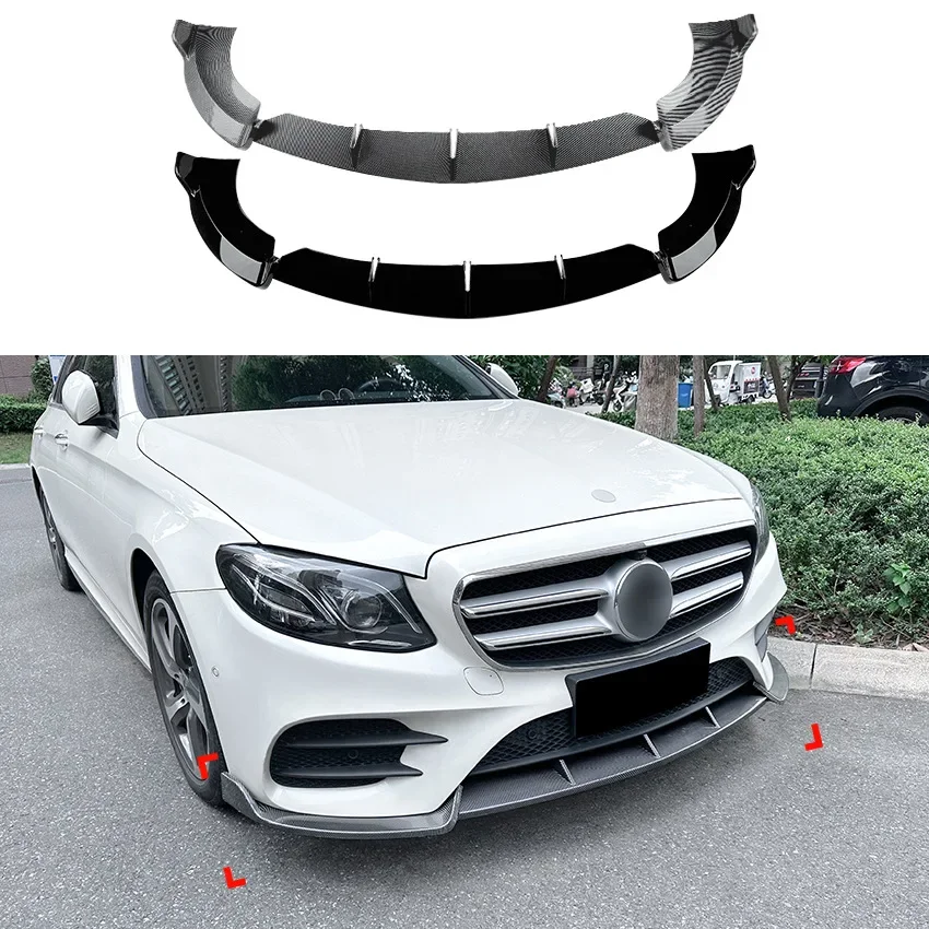 Front Bumper Splitter Lip Diffuser Body Kit Spoiler Decoration Accessories for Mercedes E-Class W213 2016-2020 E260 E300 E43 AMG