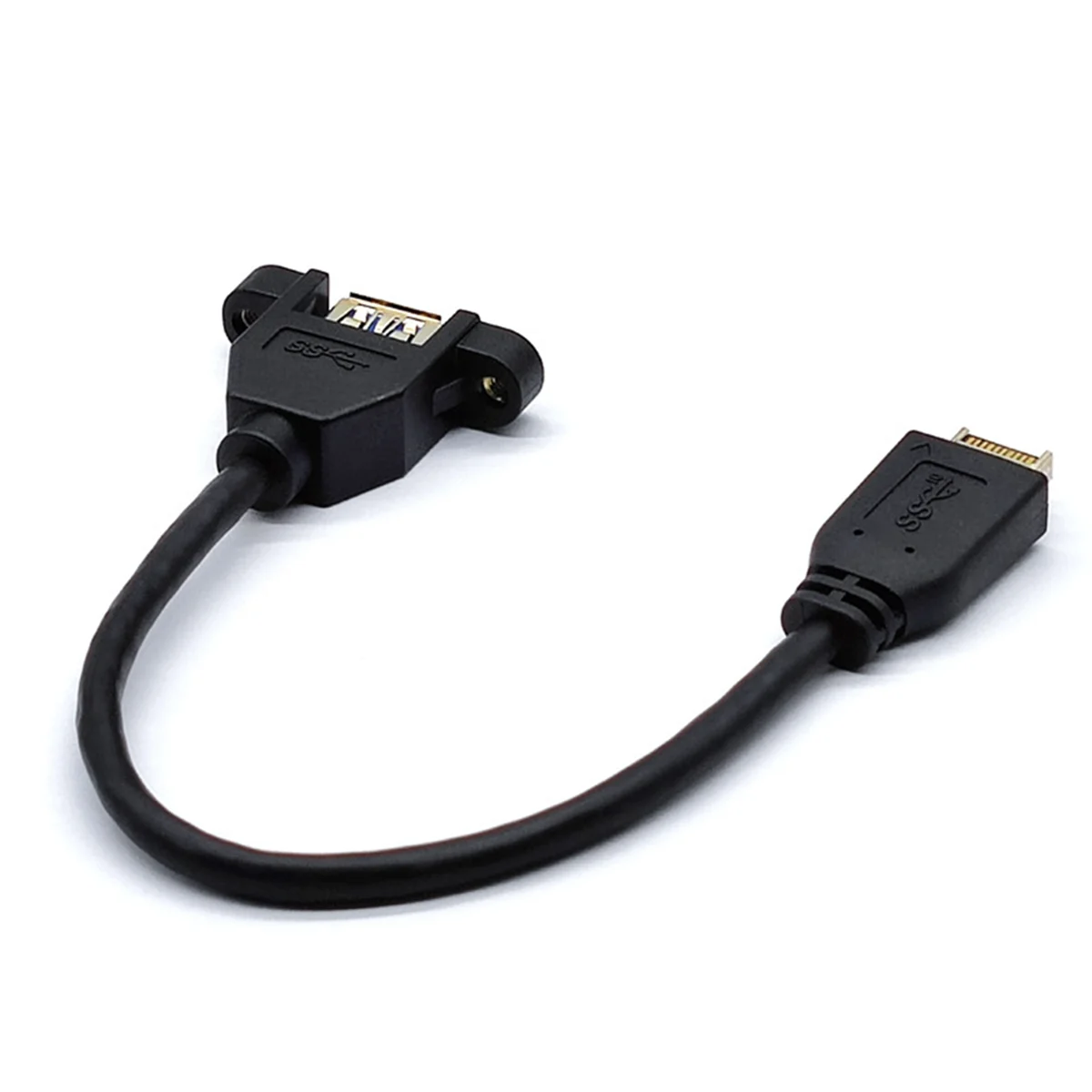 #(Upgraded)USB 3.2 Gen2 Front Panel Screw Mount Extension Cable 10Gbps 20Pin TYPE-E to USB3.2 TYPE-A Female Connector Extensor 6
