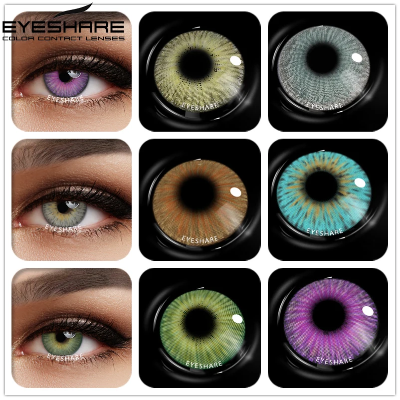 EYESHARE Contact Lenses For Eyes yearly one Pair Colored Lenses Soft Eye Contacts Color Blue Purple Cosmetic Lens For  Christmas