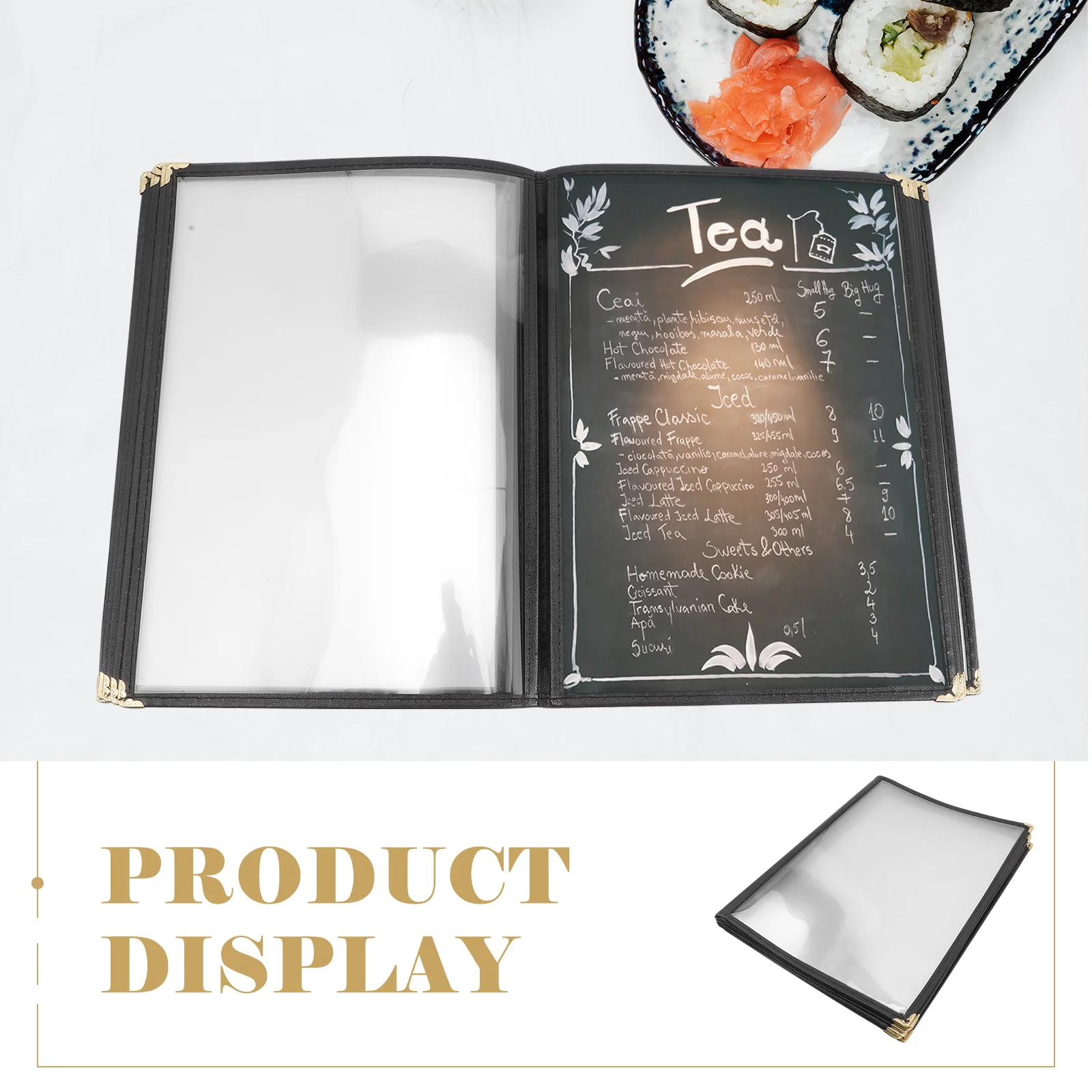 غطاء القائمة حجم A4 مقاوم للماء النفط بولي كلوريد الفينيل مجلد واقية لمطعم فندق بار مقهى وصفة قائمة ورقة إدراج #4