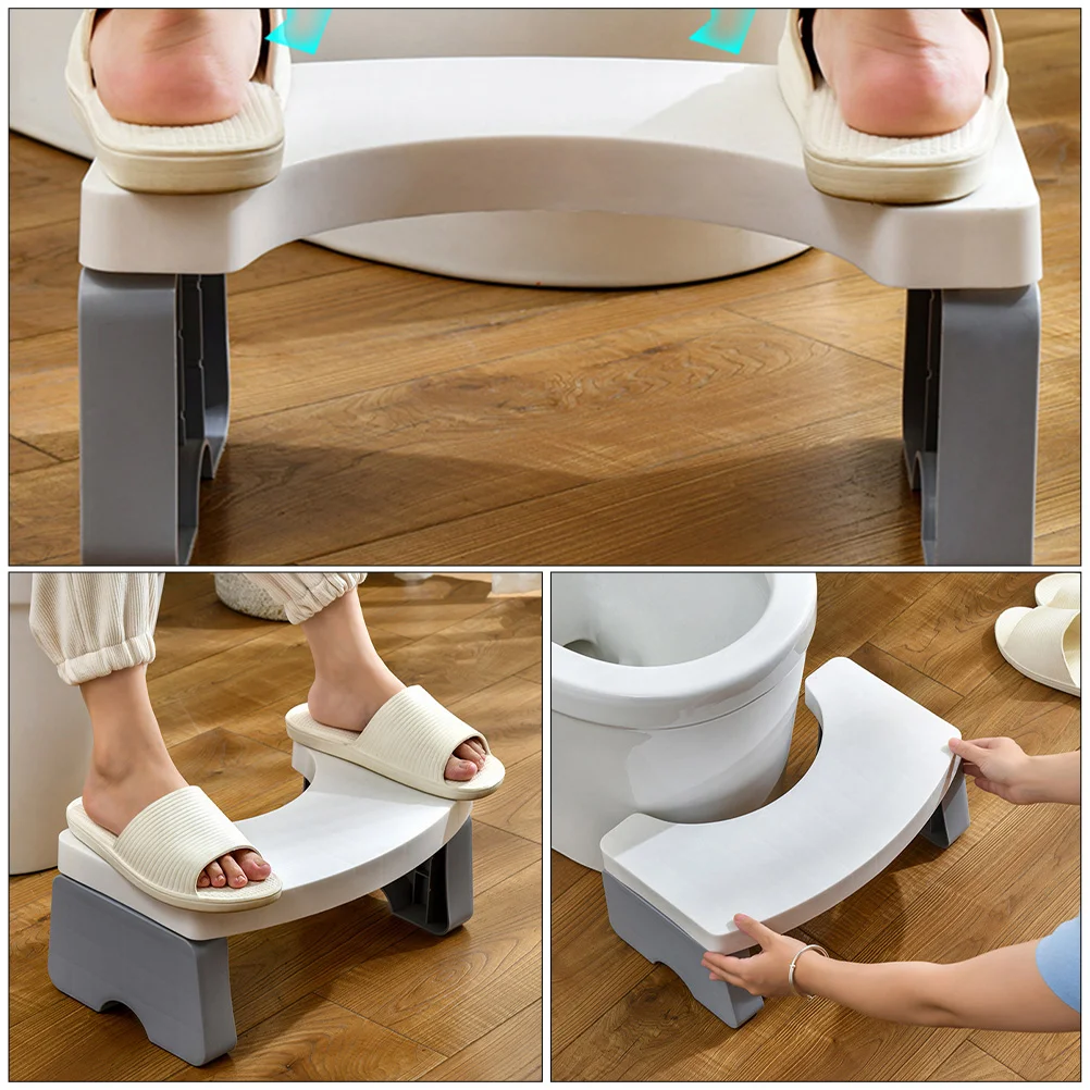 Foldable Toilet Stool Step Bedpan Bathroom Supply Heighten Squatting White Plastic Footstool Chair Child