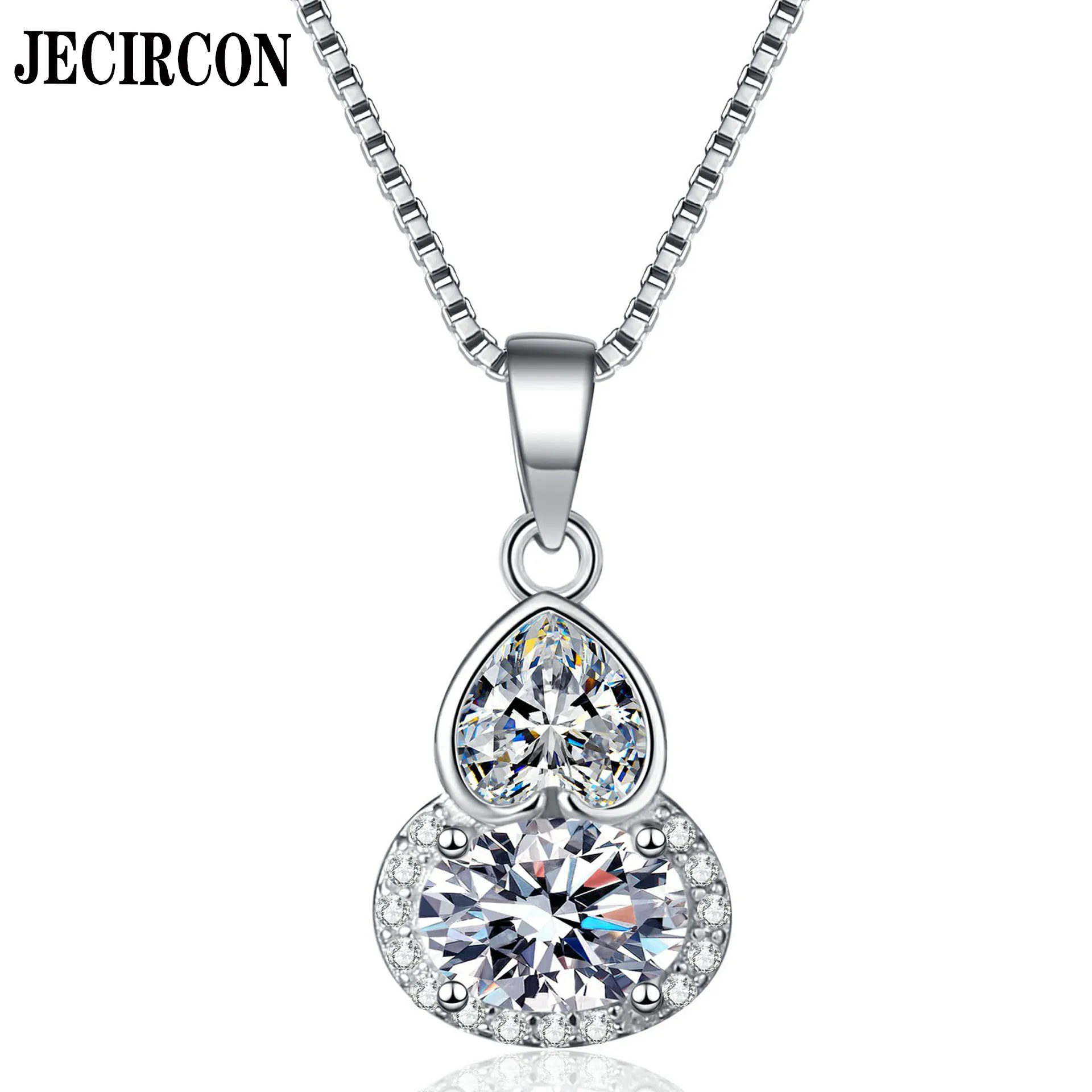 

JECIRCON S925 Sterling Silver Moissanite Necklace for Women 2 Stones 1.5ct Gourd-Shaped Love Pendant Chinese Style New Jewelry