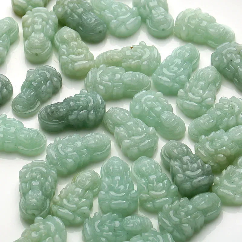 10pcs 25*14*8mm Myanmar Jadeite A Goods Guanyin Pendant Glutinous Seed Light Green Jadeite Small Guanyin Jade Pendant Wholesale