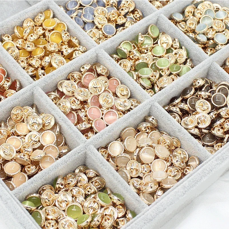 Mini botones dorados de perlas pequeñas para manualidades, accesorios de costura, 11mm, 10 piezas