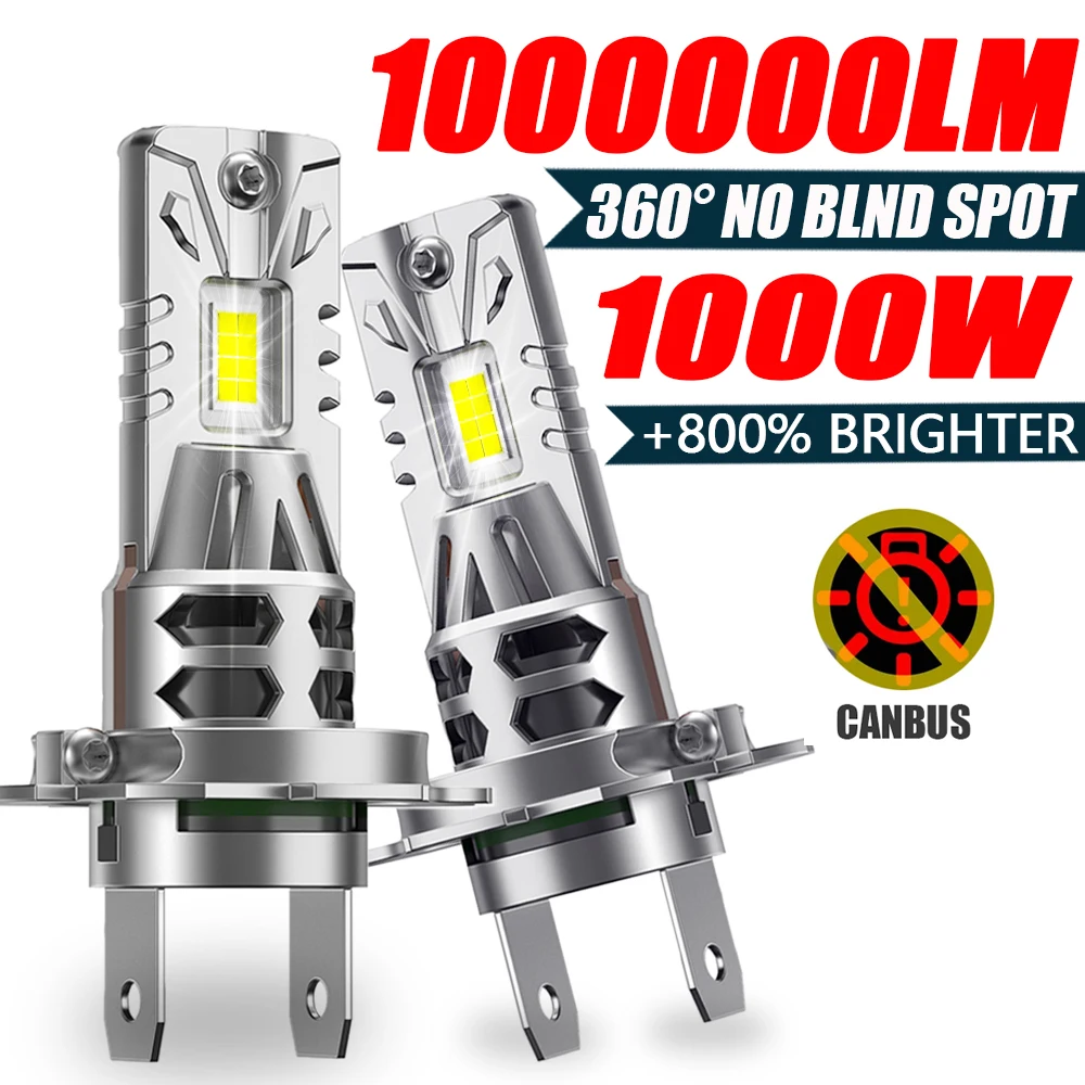 

H7 LED Car Headlights H4 Bi LED Hi/Lo Beam Headlamp Bulb CANBUS 1 : 1 Size Wireless Plug&Play Turbo Fan Auto Fog Lamps 6000K 12V