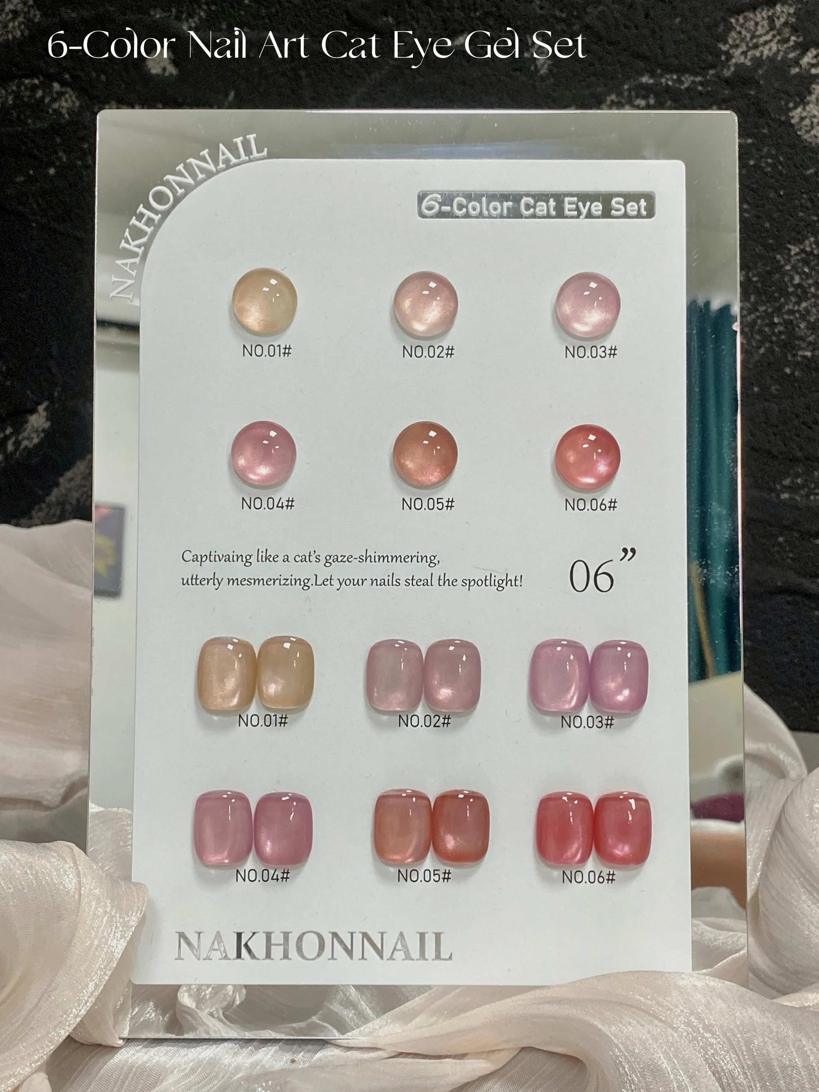 

NAKHONNAIL Высокое качество, 6 цветов, лунный свет, набор гелей для ногтей «кошачий глаз», маникюрный салон, новинка 2025 года, горячая распродажа, нетоксичный УФ-гель для дизайна ногтей, оптовая продажа