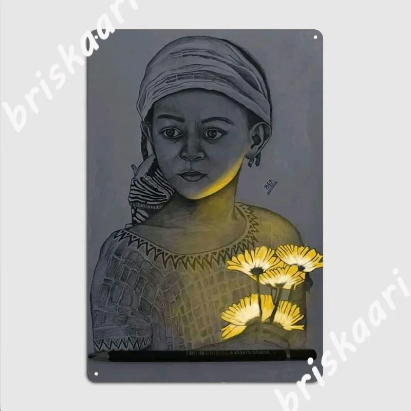 Beautiful Habesha Girl Pencil Drawing Images Metal Sign   Plaques Party Cinema Living Room  Vintage  Tin sign Poster