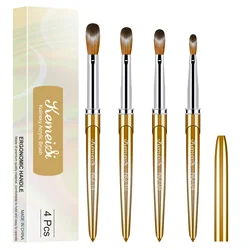 4pcs Kolinsky Acrylic Nail Brush Good Quality Nail Art Mink Brush Wood Handle Gel Builder Manicure Brush Drawing Tools