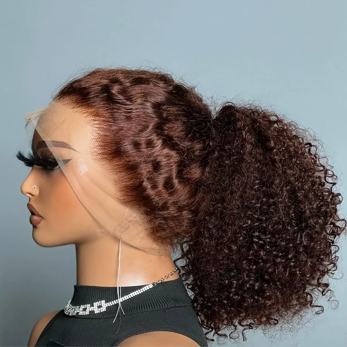 

Long Dark Brown Kinky Curly Soft 26Inch 180Density Deep Lace Front Wig For Women Babyhair Glueless Preplucked Daily