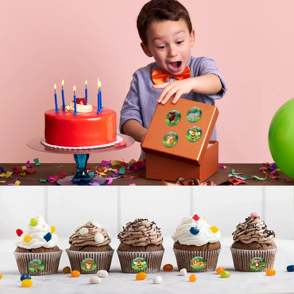 500Pcs/Roll Zoo Cartoon Stickers - Classic Stationery Reward Labels with Tiger Design BulingBulingStickers Store