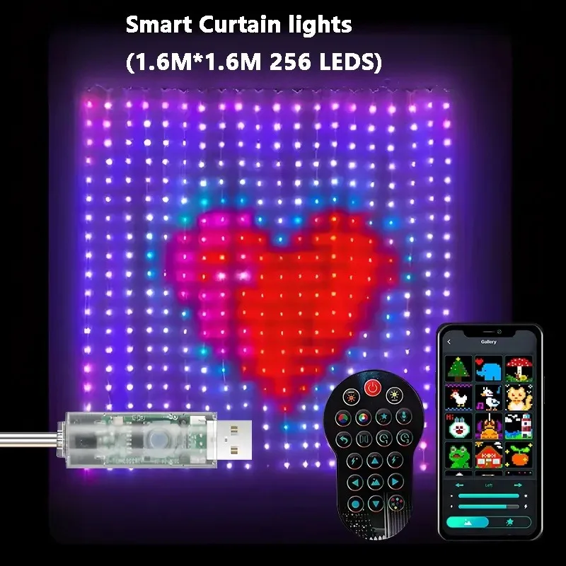 400LEDs أضواء الستار الذكية الموسيقى متزامن اللون تغيير تأثير قوس قزح ضوء عيد الميلاد، عيد الهالوين، زينة الحديقة