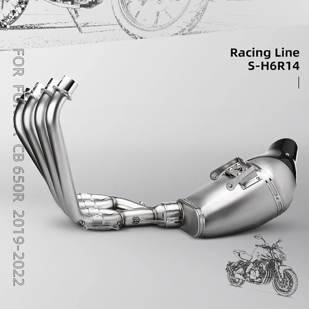 Full System For HONDA CB650R CBR650R CB CBR 650 CB650 CBR650 R 2019 - 2023 Motorcycle Exhaust Muffler Escape Front Mid Link Pipe - view 3