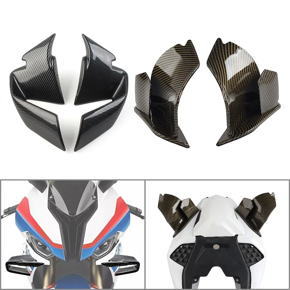 

4 PCS Carbon Fiber Motorcycle Front Rear Spoiler Fixed Wind Winglet For BMW S1000RR M1000RR 2019 2020 2021 2022