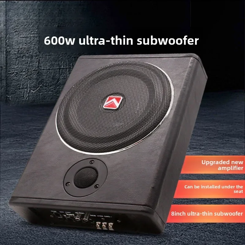 Stable 12V Active Car Audio Modified 8-inch Car Ultra-thin Subwoofer Wooden Body
