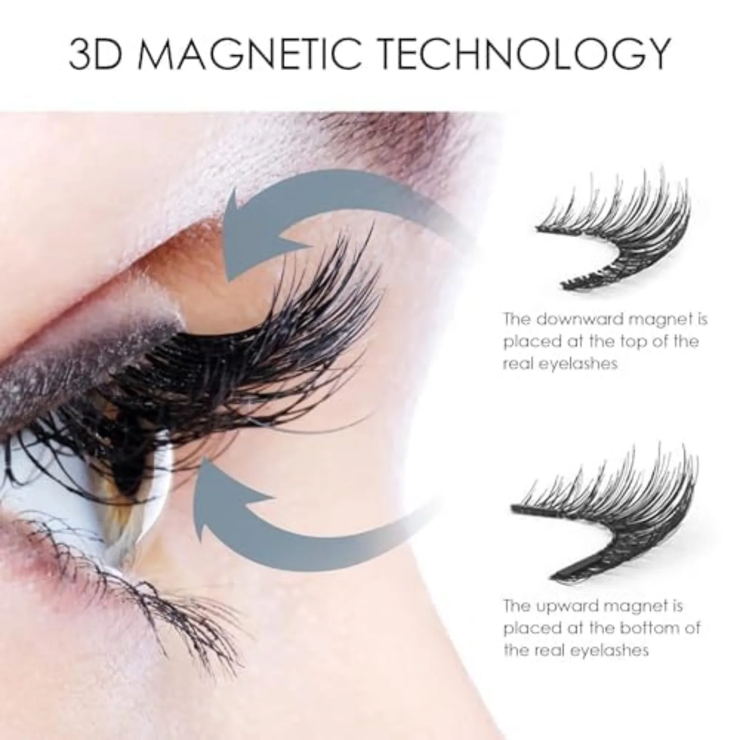 

Magnetic Eyelashes, Reusable Natural Look Fake Eyelash Set with Applicator Easy to Use - No Glue Needed