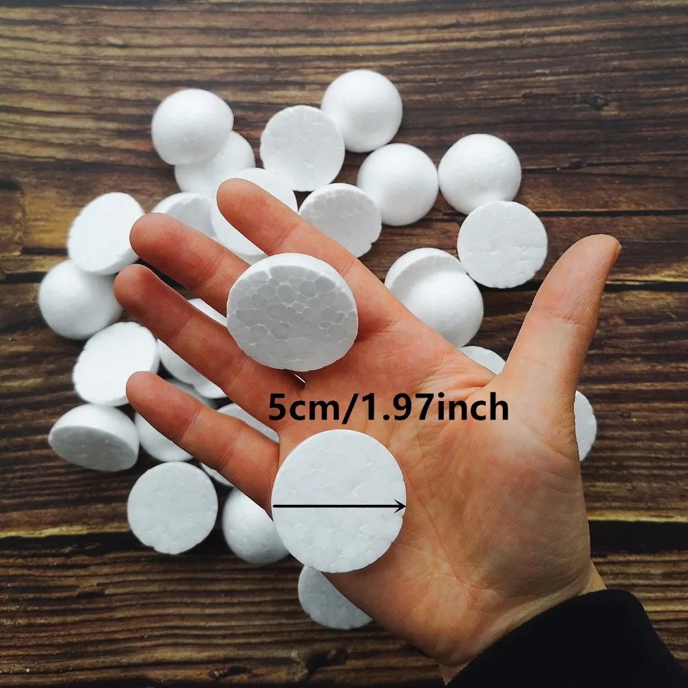 5cm 200 stücke halbrunde feste Polystyrol Styropor Schaum kugeln für Kinder basteln DIY 1,97 Zoll/50mm Weihnachts dekoration für zu Hause – Detail 1