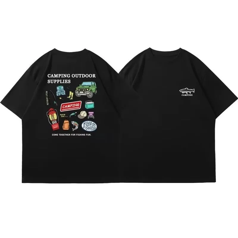 2026 New Men Women Outdoor Casual Short Sleeve T-shirt, Unisex Crew Neck Camping Fishing Gear Graphic Tee,
