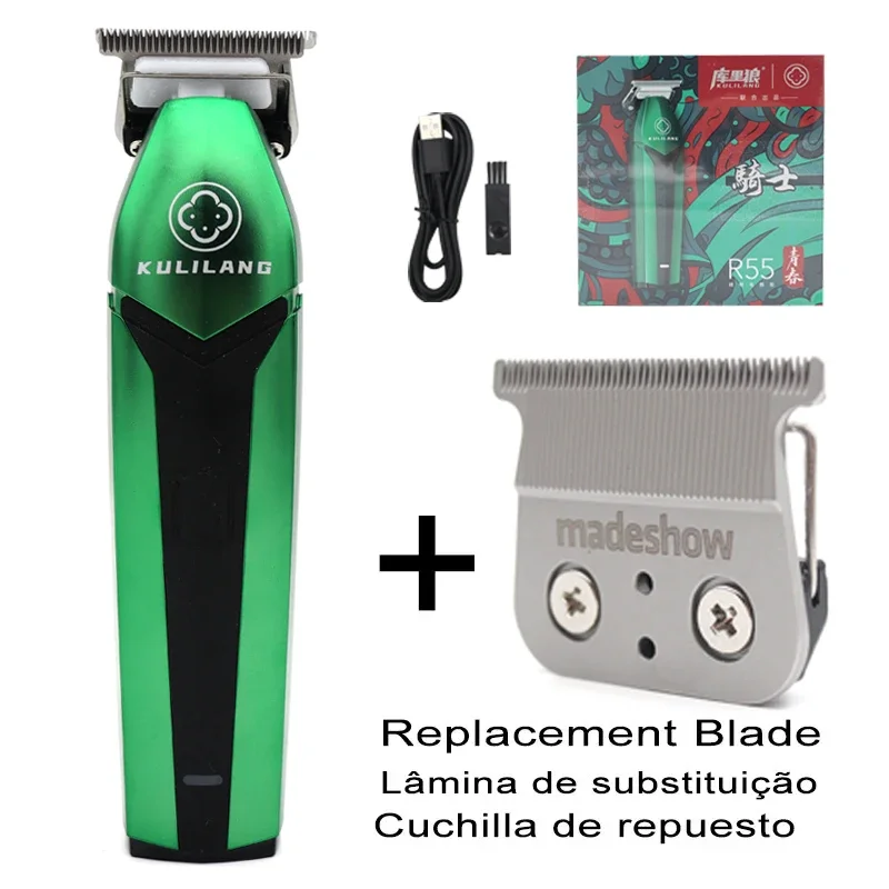 

2023 New Madeshow Kulilang R55 Green Hair Trimmer Machine Professional Hair Clipper for Men USB Charging Hair Cutting Machine