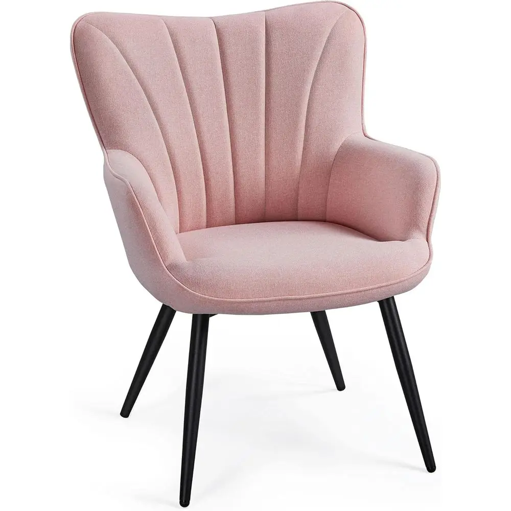 

Элегантное льняное кресло для туалетного столика с металлическими ножками и высокой спинкой, идеально подходит для гостиной, спальни, офиса или зоны ожидания, P