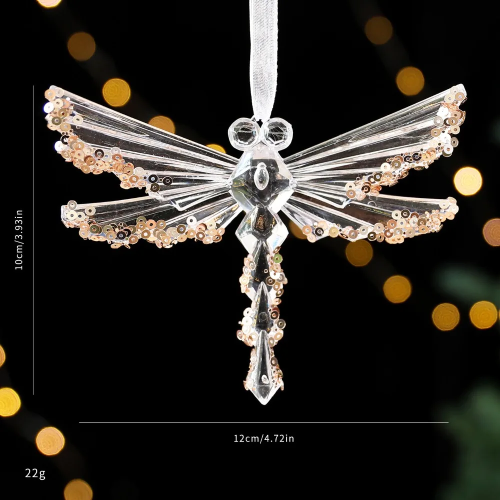 

Sparkling Snowflake Ice Strip Pendants Ballet Girl Gold Sequin Xmas Tree Hanging Ornament DIY Transparent