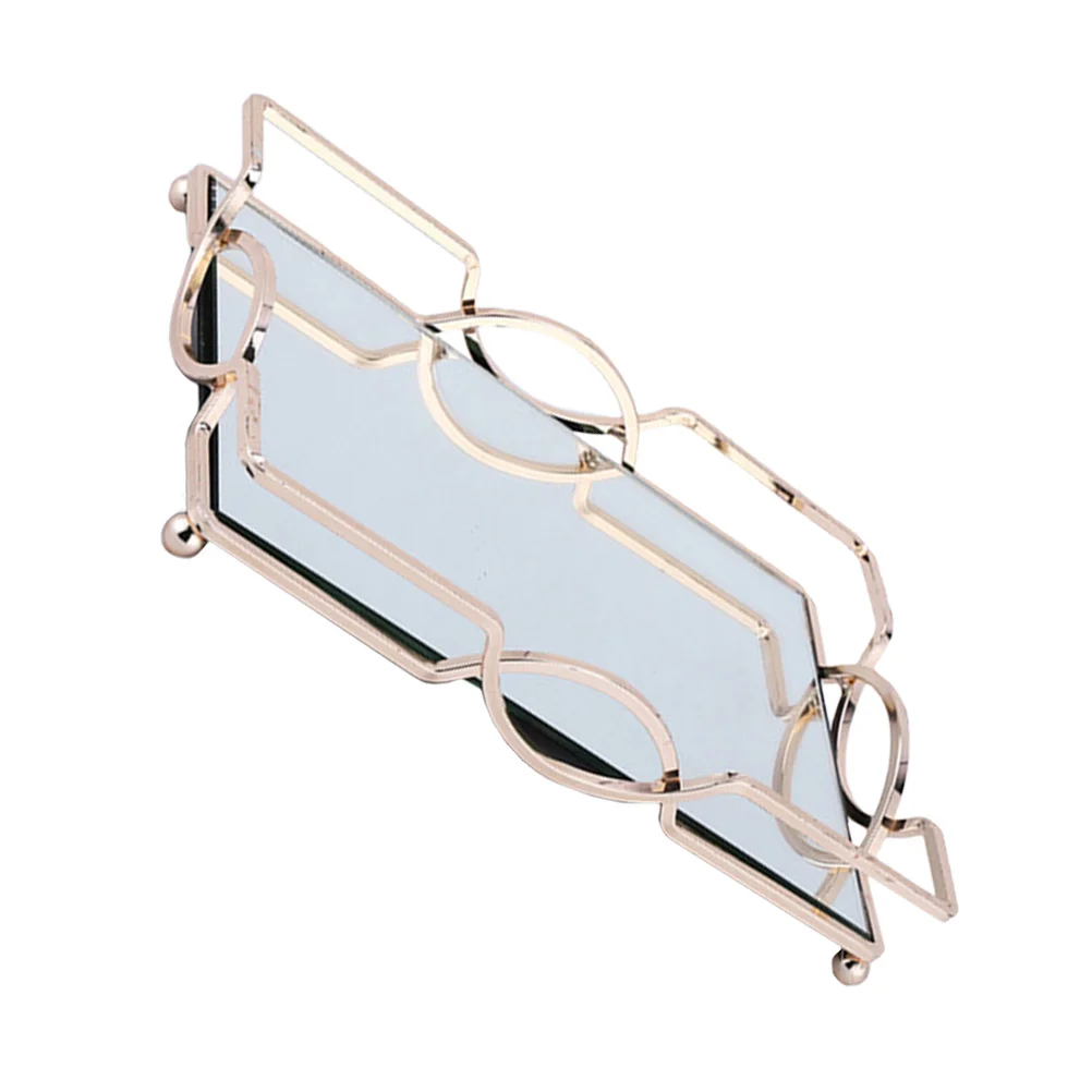 

1Pcs Metal Mirror Jewelry Tray Storage Organizer for Desktop Sundries Cosmetics Holder Multipurpose Tray Container