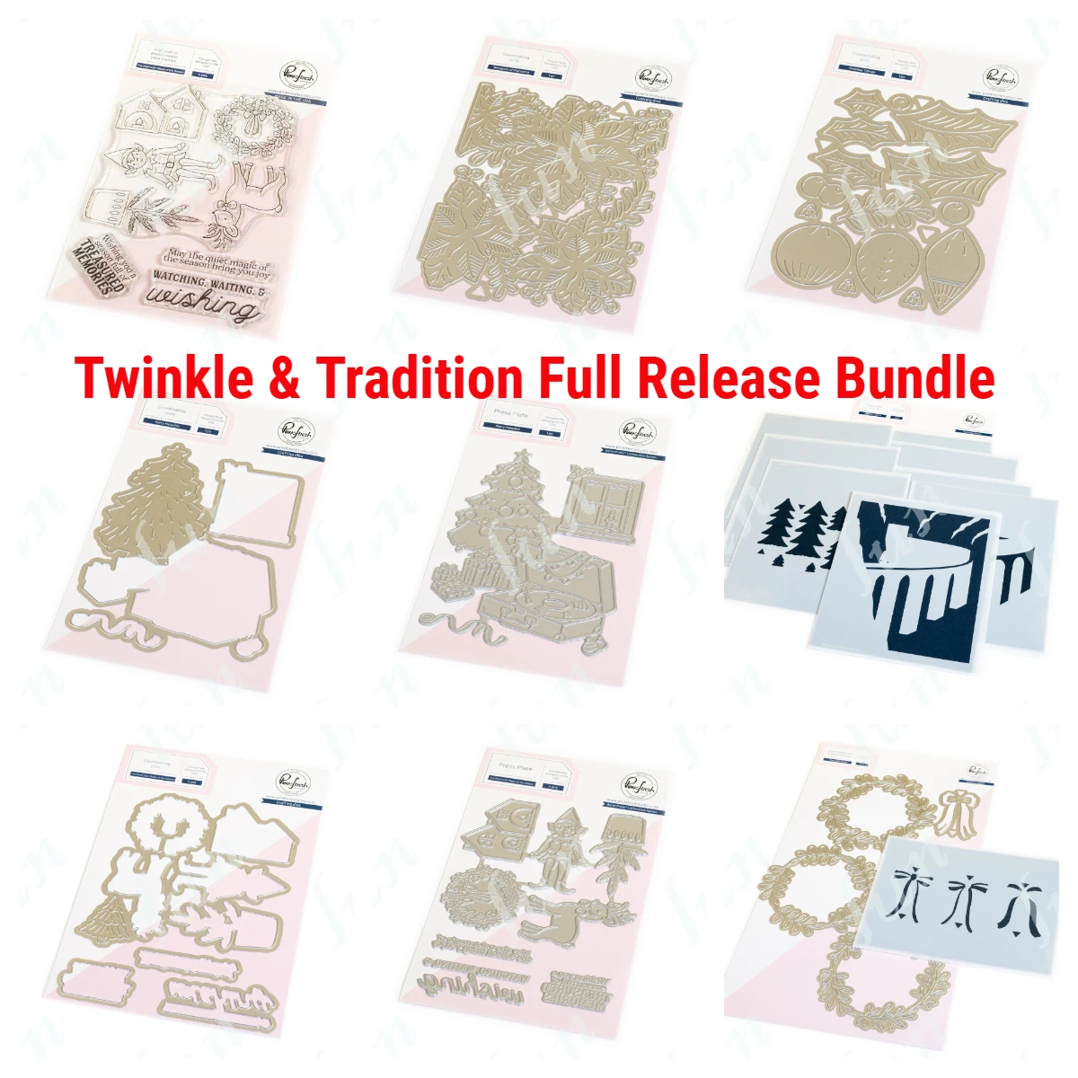 Twinkle & Tradition Full Release Bundle Press Plate Stamps and Metal Cutting Dies Sets for DIY Scrapbooking Decoration Molds