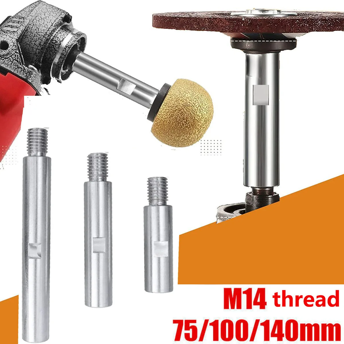 75/100/140mm M14 Thread Angle Grinder Extension Connecting Rod Adapter Polishing Pad Grinding Connection Polisher Rod Accessory