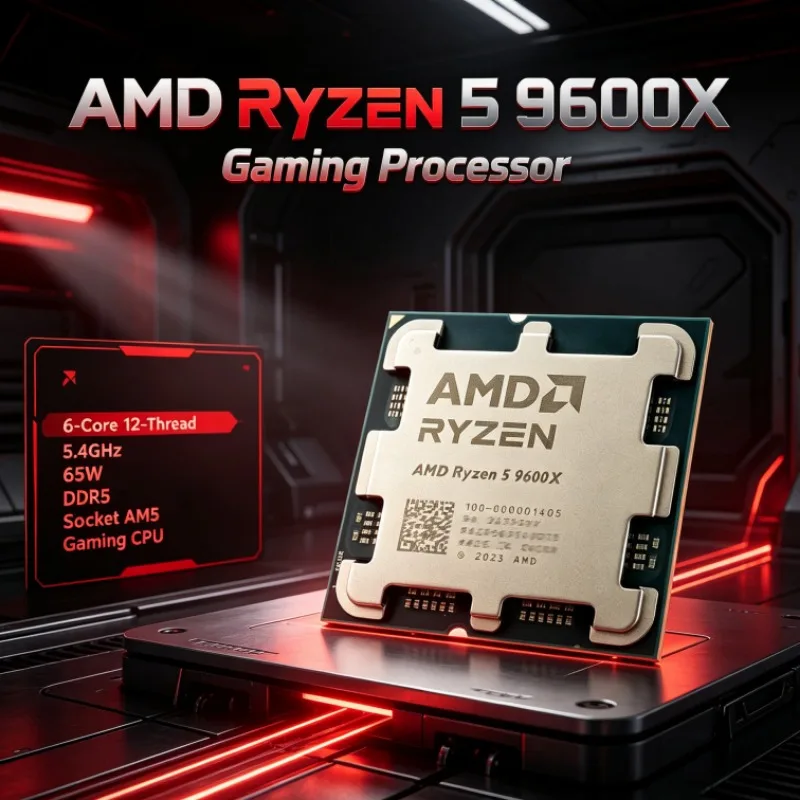 Ryzen R5 9600X AMD Gaming CPU Processor 5.4GHz 6-Core 12-Thread 4nm 65W DDR5 AM5 L3 32M Tpye-C