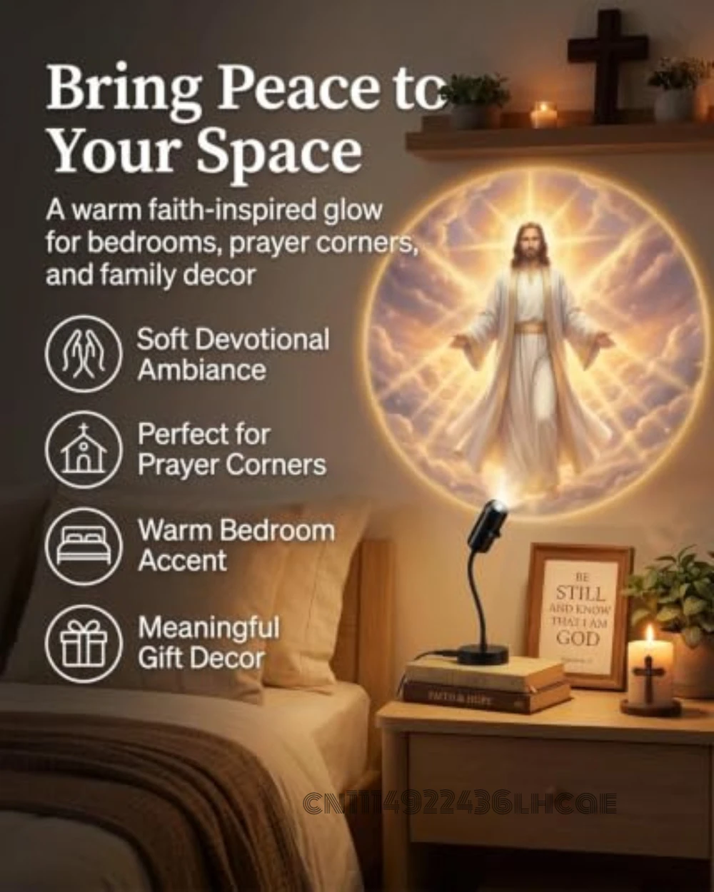 Plug and Play HD USB Holy Glow Christian Jesus Light Projector Light Plug in Virgin-Mary & Jesus Night Light Projector