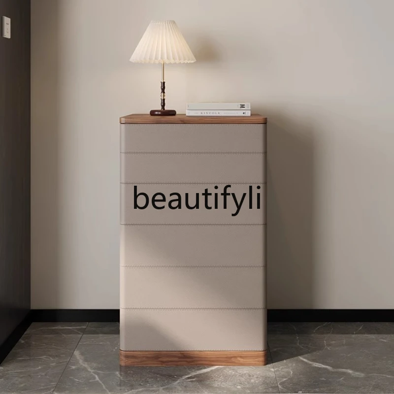 

Italian Minimalist Leather Six-Drawer Cabinet Living Room Drawer Italian Light Luxury Storage Drawer Cabinet