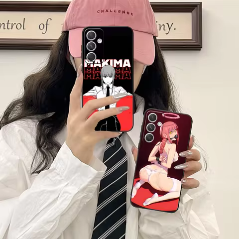 Chainsaw Makima Phone Case for Samsung Galaxy S25 S24 S23 S22 S21 S20 S10 S9 Plus FE Ultra Lite Black Cover Cellphones
