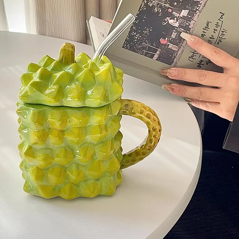 Creative Simulation Durian Mug Ornaments Living Room Kitchen Coffee Milk Cup Office Water Cup Craft Home Decoration Accessories.