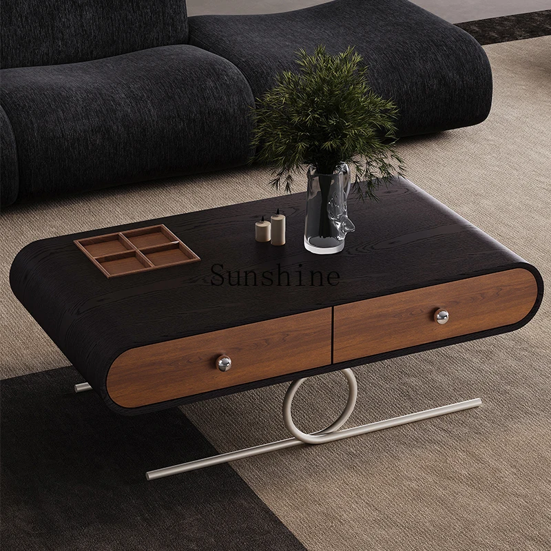 

Medium and ancient style small apartment type all walnut retro simple coffee table