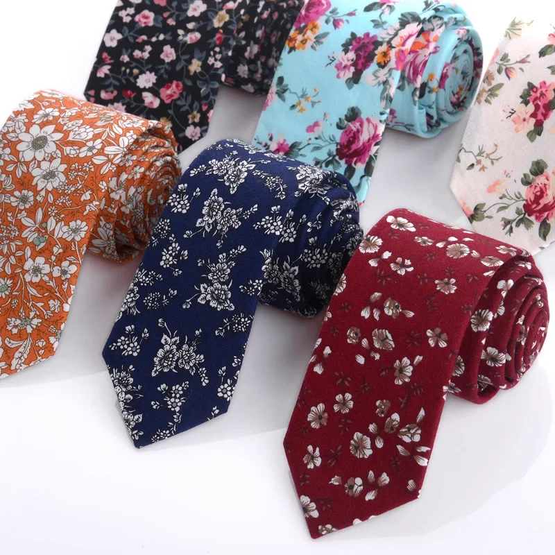 Exquisite Fashion 6CM Ties Floral Cotton Soft Tie for Man Formal Business Groom Groomsman Wedding Necktie Graduation Gift