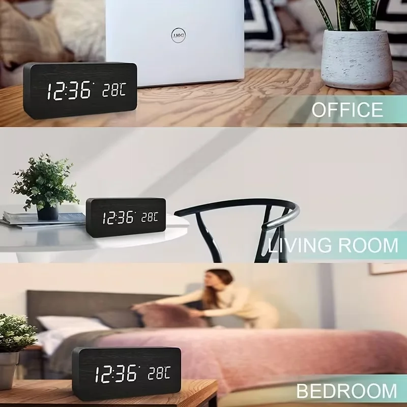 1PC Wooden Led Digi…