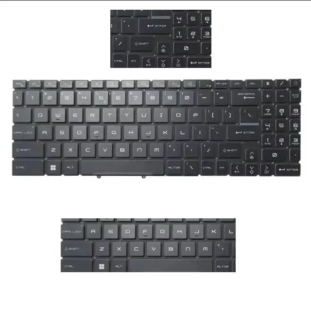 Laptop 4-zone RGB Backlight Keyboard For MSI Bravo 15 C7UDXK C7UCXK English US Black Without Frame New