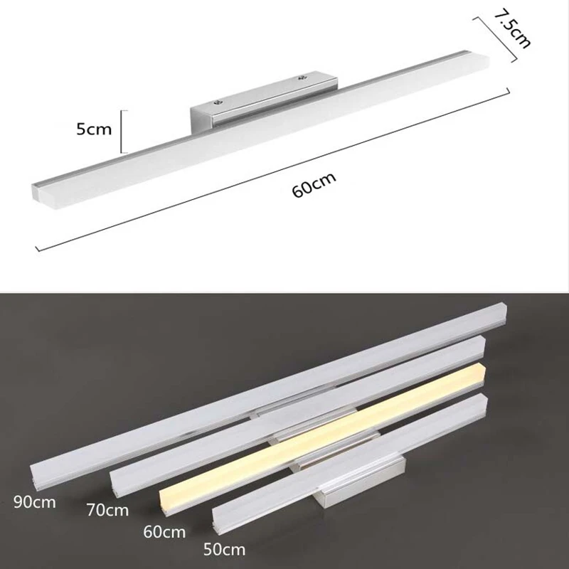 Imagem -06 - Lâmpada de Parede Led para Espelho do Banheiro Moderno Preto 40 50 60 70 90 110 cm Ac85265v Aço Inoxidável