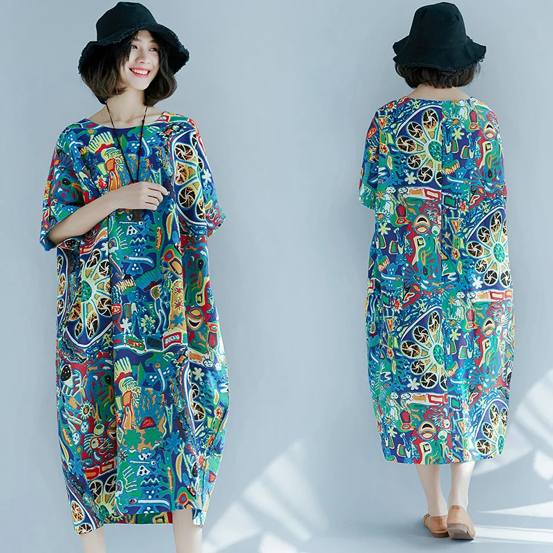 

plus Size Women's Dr Hiding Belly Slimming Large Ethnic Sle Long Dr Suitable for Heavy Women Comfortable Loose Fit