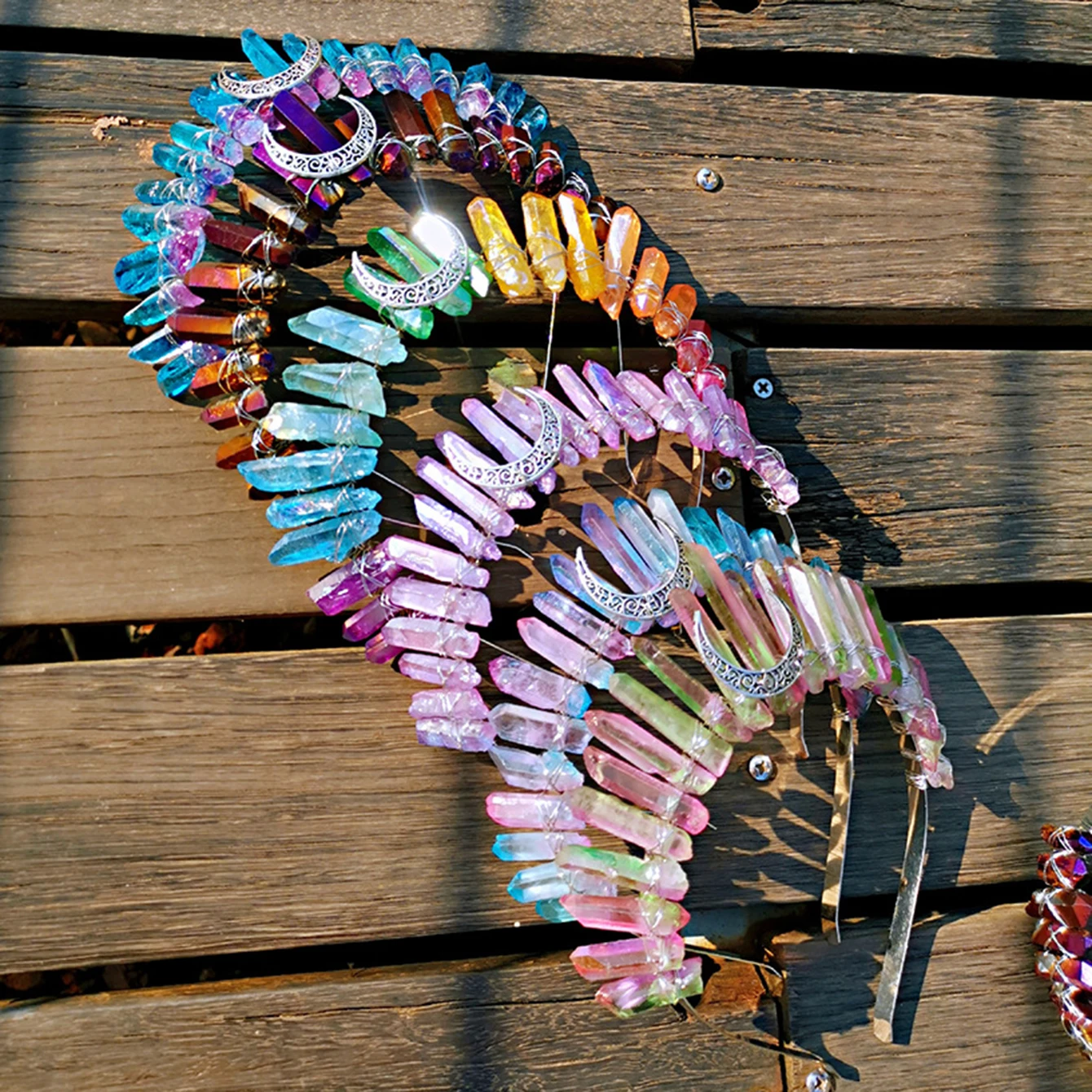 

New Raw Crystal Quartz Tiara Headband Moon Crystal Boho Tiara Goddess Crown Wedding Bride Headpiece for Women and Girls