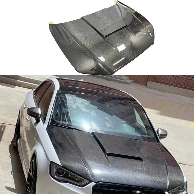 Copertura del cofano del cofano anteriore del motore dell'auto in fibra di carbonio per sistemi carrozzeria di alta qualità per 8V A3 S3 RS3