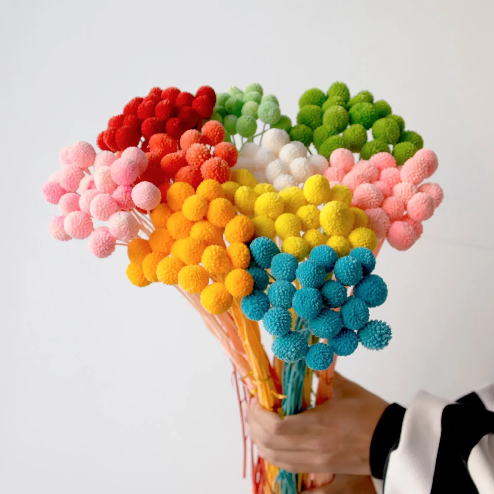 

Ethereal Dried Craspedia Billy Button Balls Floral Bouquet: Real Dry Plants for Enchanting Home Decor, Dreamy Weddings & Festive