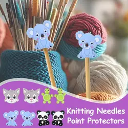 Needle Stoppers 8x Knitting Needle Caps In Koala Turtle Panda Cat Shape Sweater Needle Caps Cute Cartoon Needle Tip Protectors