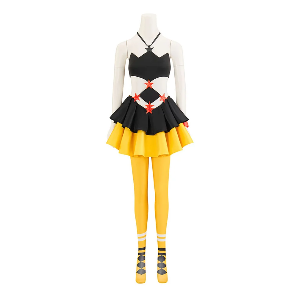 Mimete Cosplay Costume Women's Yellow Skirts Top with Stocks Halloween Carnival Party  Outfit