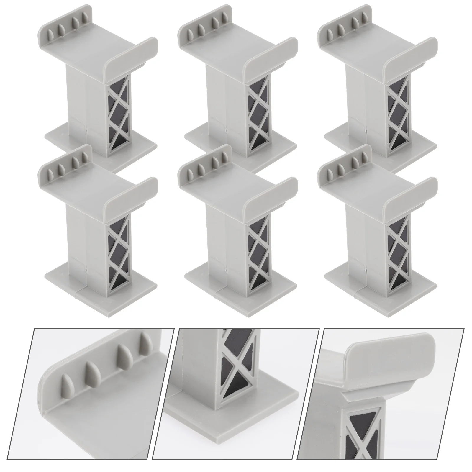 6 Pcs Train Bridge Pier Toy Railway Accessories Building Blocks for Kids Plastic Riser Child