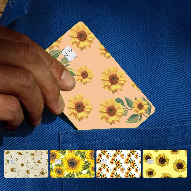 Beautiful Yellow Sunflower Cover Skin Sticker For Credit Card Bank Debit Bus Card Front Side